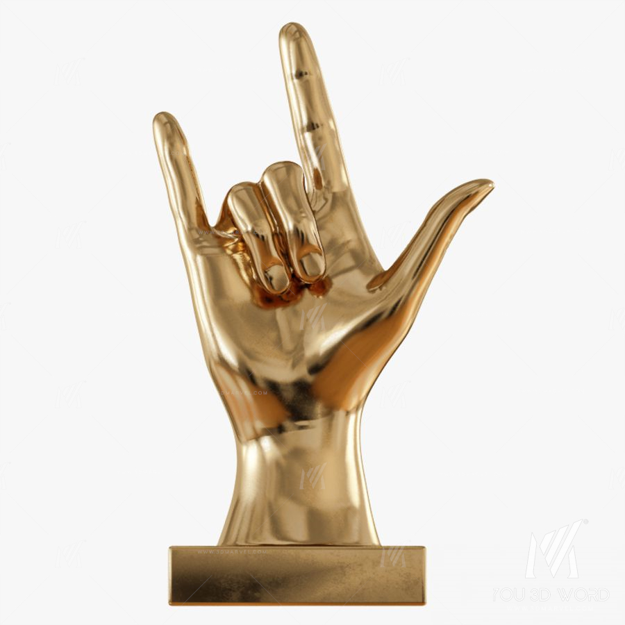Figurine hand rock on table top
